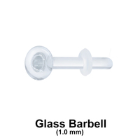 1 mm Glass Piercing Straight Bar with Clear O-ring